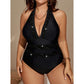 SHEIN -  Studded Halter One Piece Swimsuit