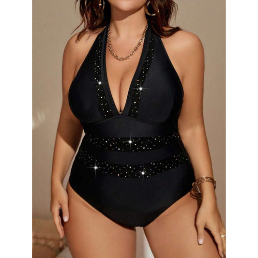 SHEIN -  Studded Halter One Piece Swimsuit