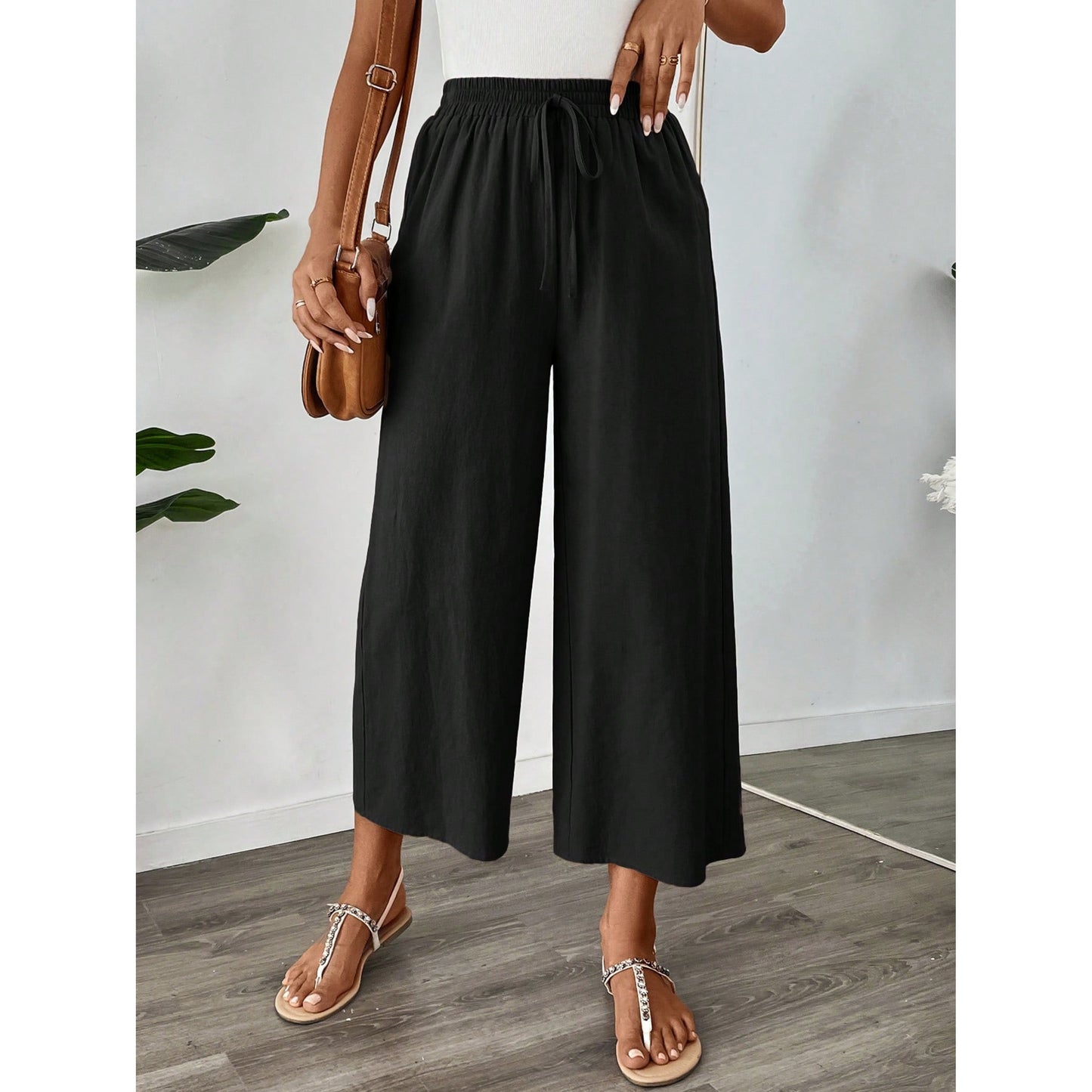 SHEIN - Solid Color Loose Fit Versatile Pant