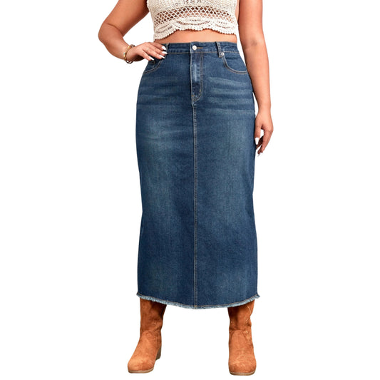SHEIN - High Waist Denim Skirt with Stripe