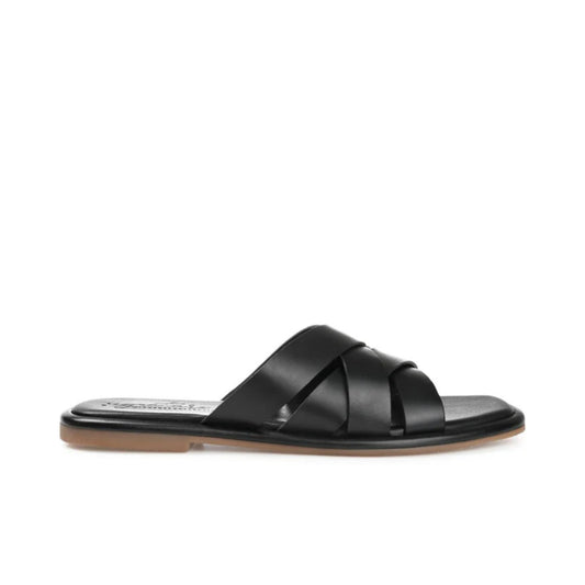 JOURNEE COLLECTION - Parker Leather Square Toe Slide Slipper
