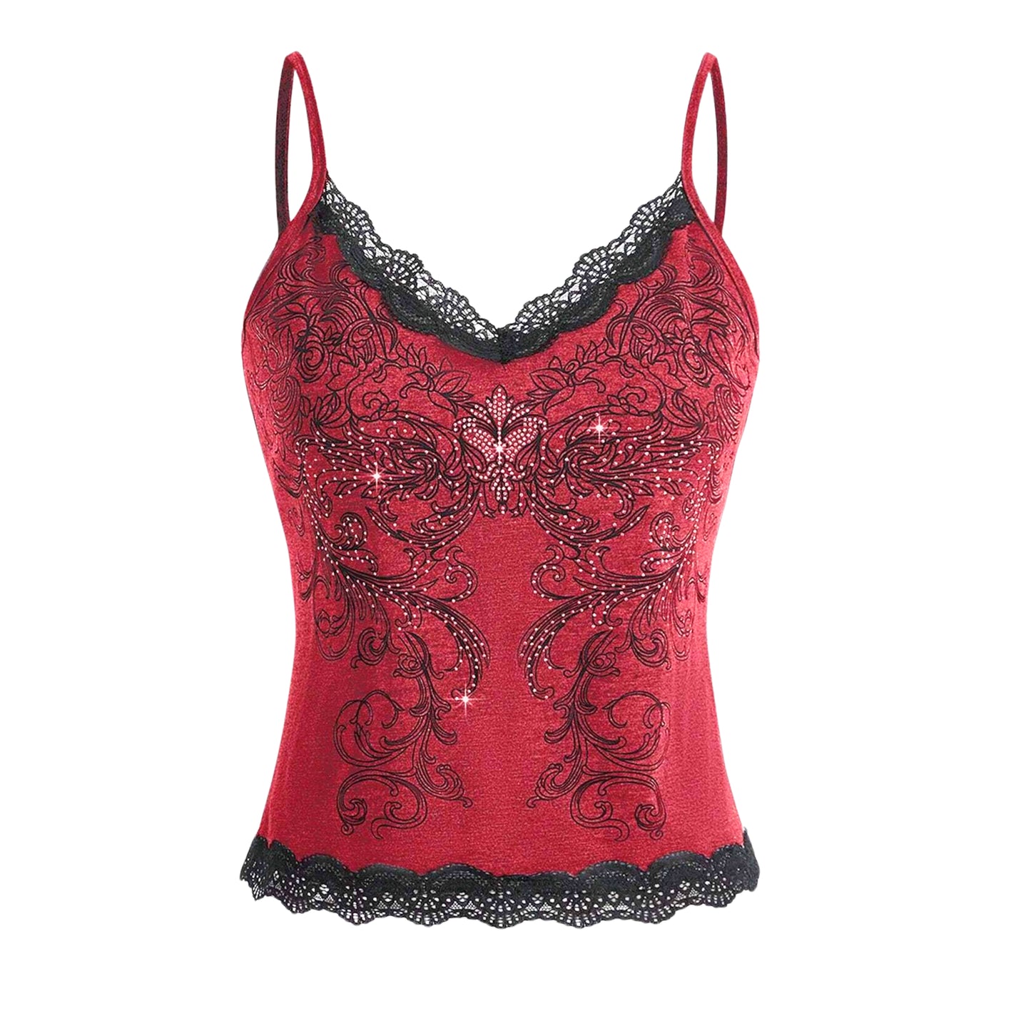 SHEIN - Floral Lace Contrast Cami Top