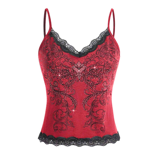 SHEIN - Floral Lace Contrast Cami Top