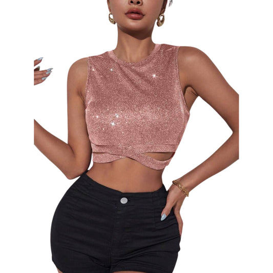 SHEIN - Shiny Cropped Tank Top