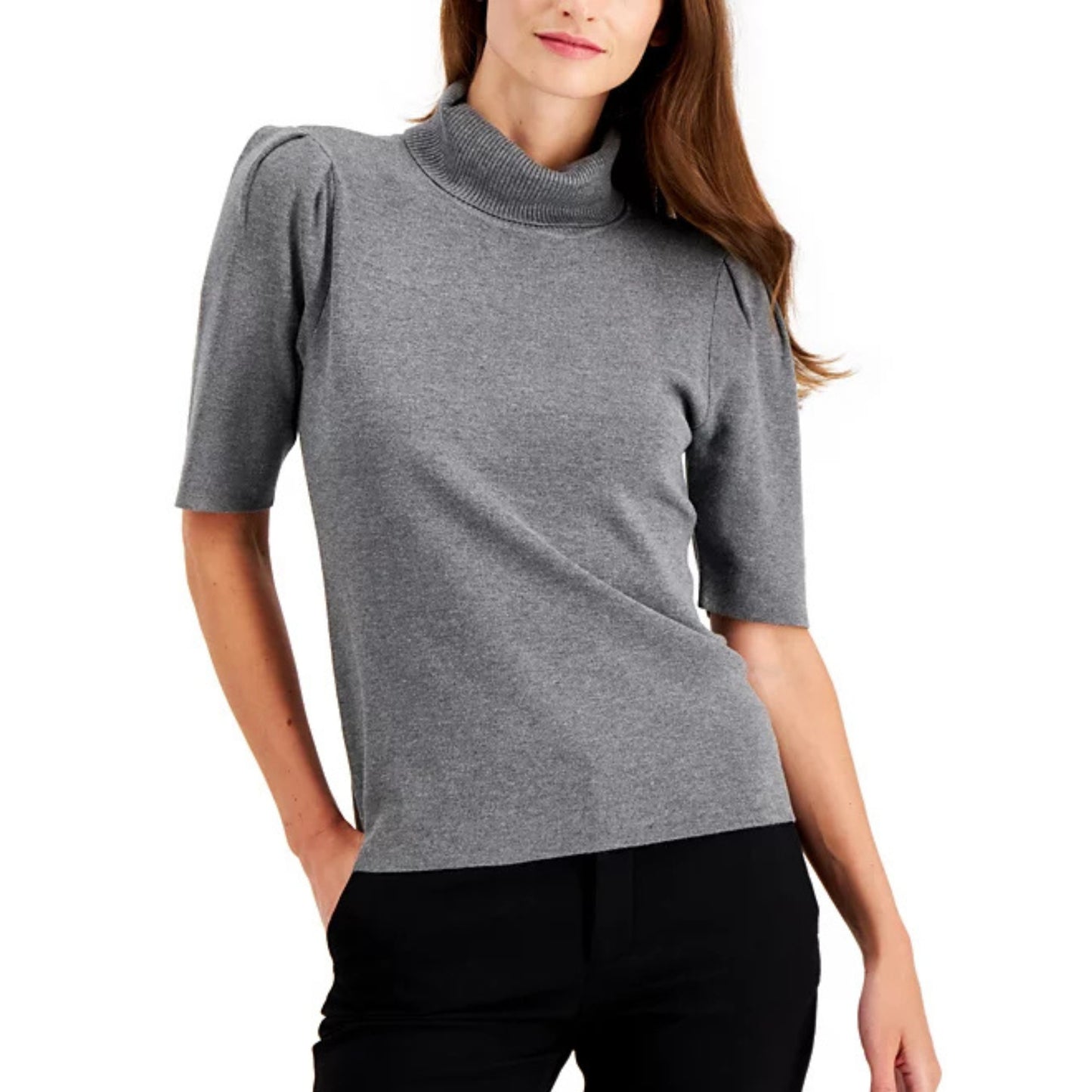 ALFANI - Elbow-Sleeve Turtleneck Sweater