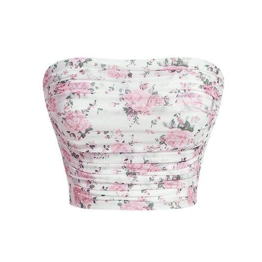 SHEIN - Print Pleated Tube Top