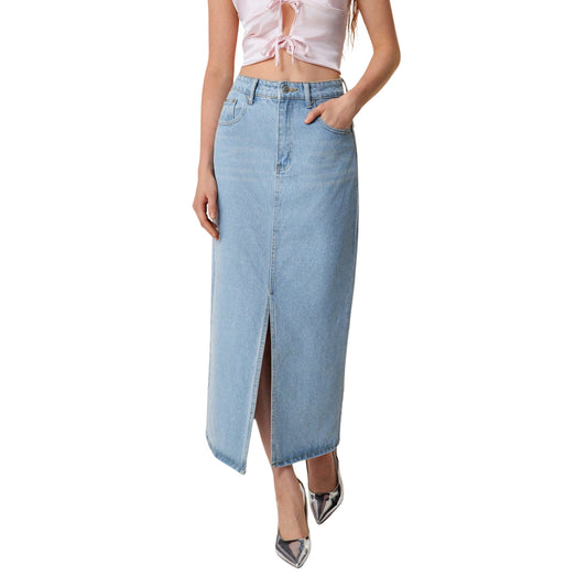 SHEIN - A-Line Long Denim Skirt