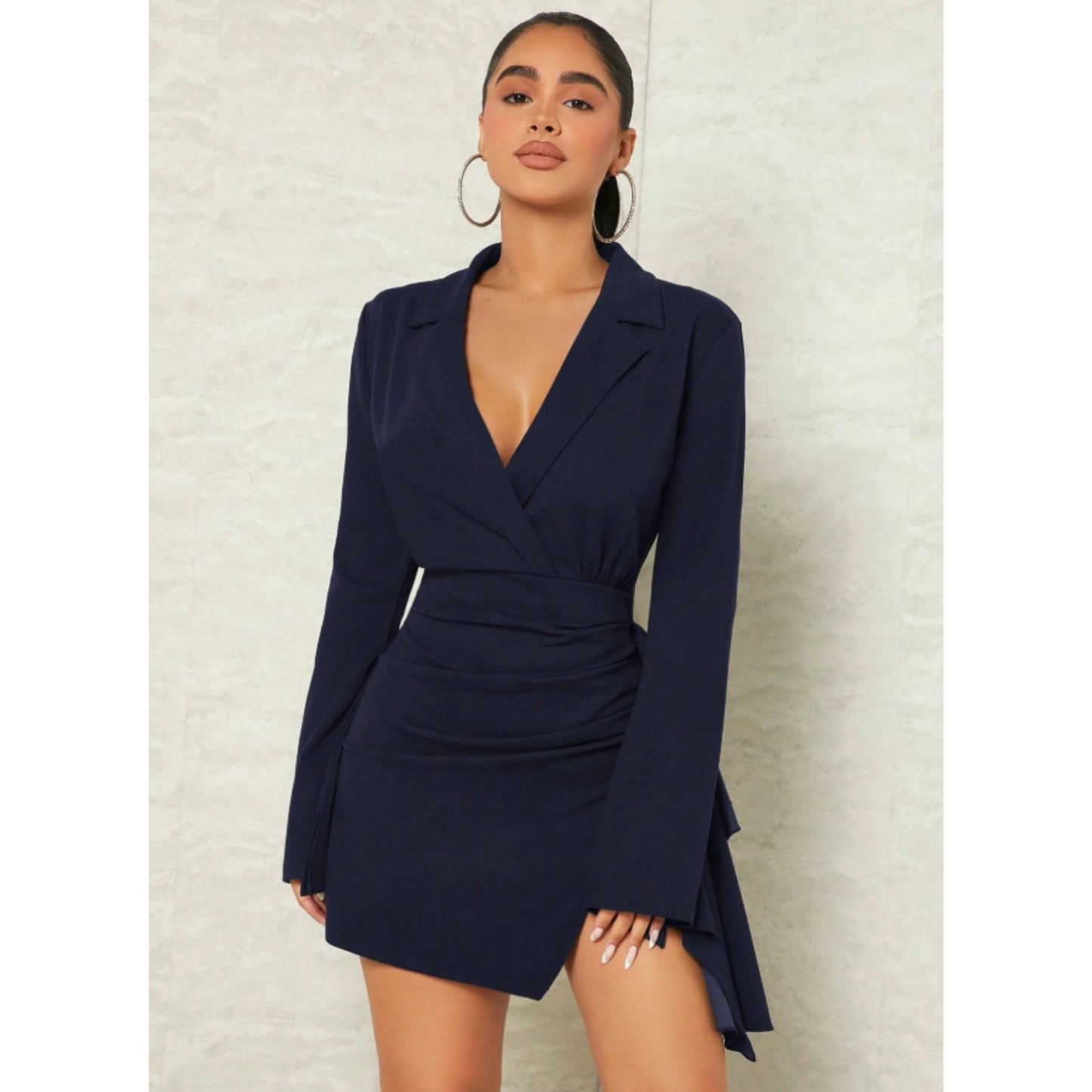 SHEIN - Collar Wrap Hem Dress