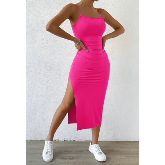 SHEIN - Backless Thigh Slit Wrap Cami Dress