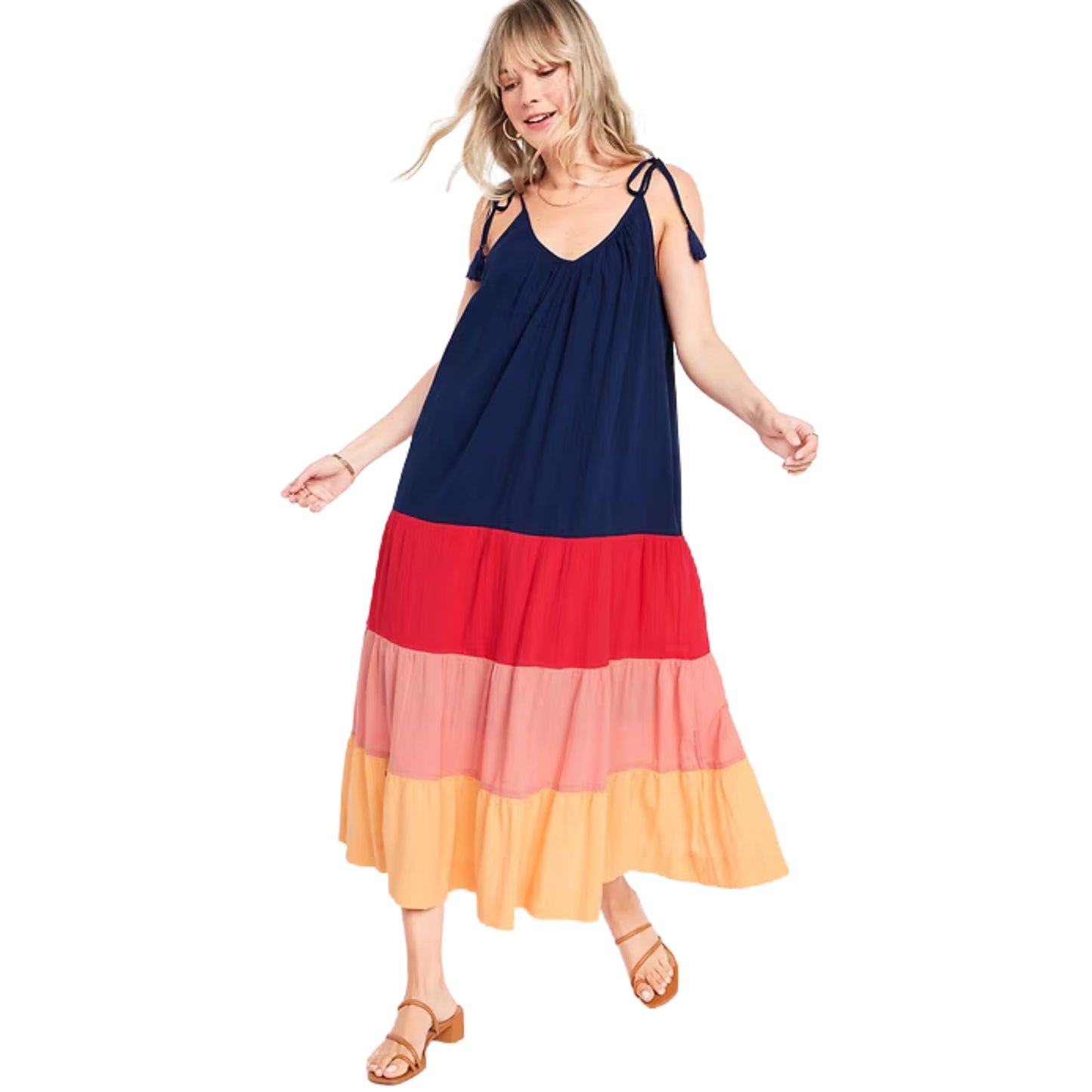 OLD NAVY - Sleeveless Tasseled Color-Block Dress