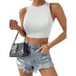 SHEIN - Plain Tie-Back Cropped Tank Top