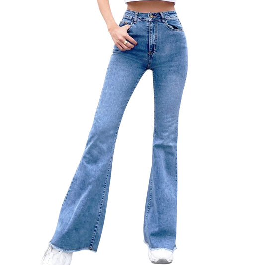 SHEIN - High-Rise Raw Hem Jeans
