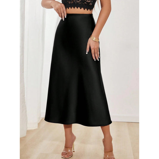 SHEIN -  Versatile A-Line Satin Skirt