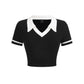 SHEIN - Polo Collar Short Sleeves Crop Tee