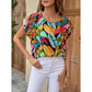 SHEIN - Allover Print Batwing Sleeve Blouse