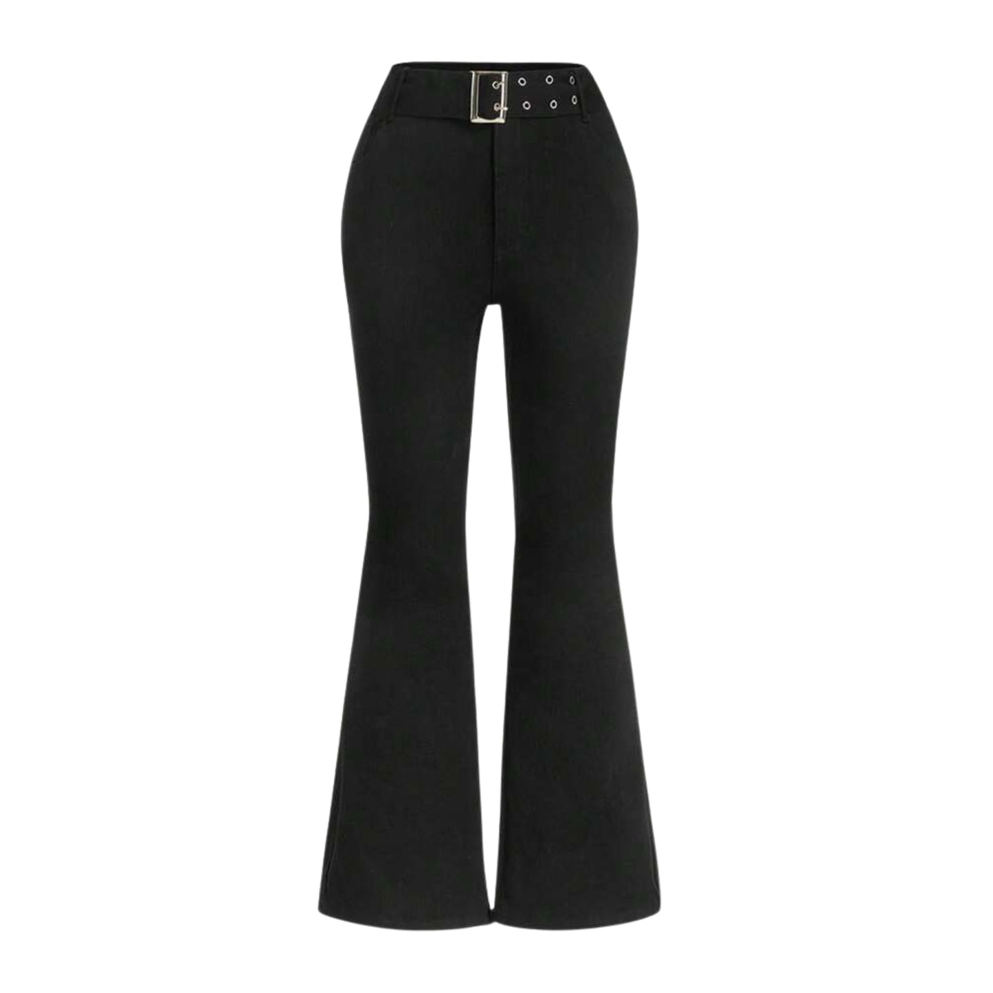 SHEIN - Grommet Eyelet Belted Flare Leg Jeans