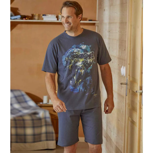 ATLAS FOR MEN - Wolf Print Short Pajama Set