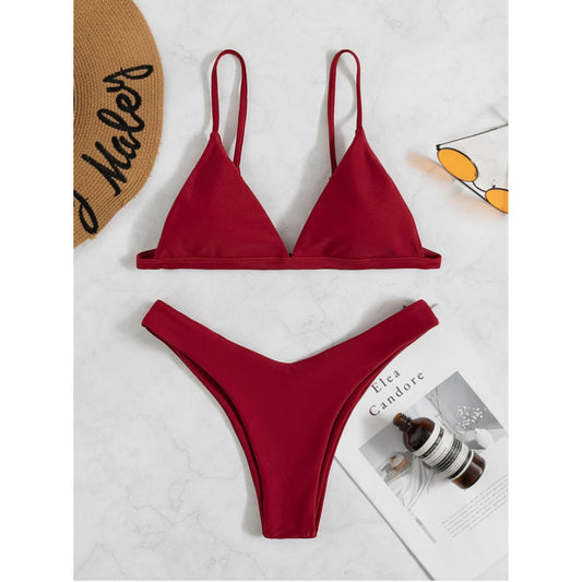 SHEIN - Beach Solid Color Swimwear Set