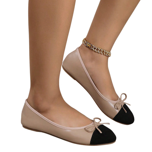 SHEIN - Knotted Velvet Upper Flat Shoes