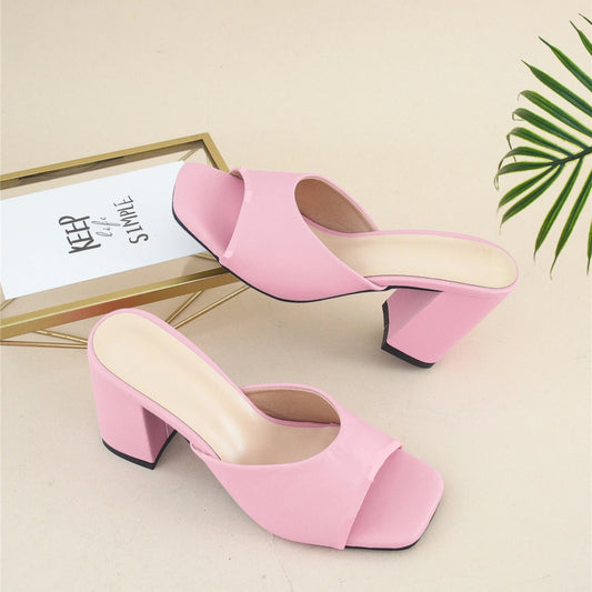 SHEIN - Chunky Heeled Mule Sandals