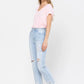 FLYING MONKEY - Super High Rise Distressed Raw Hem Cropped Straight Jeans