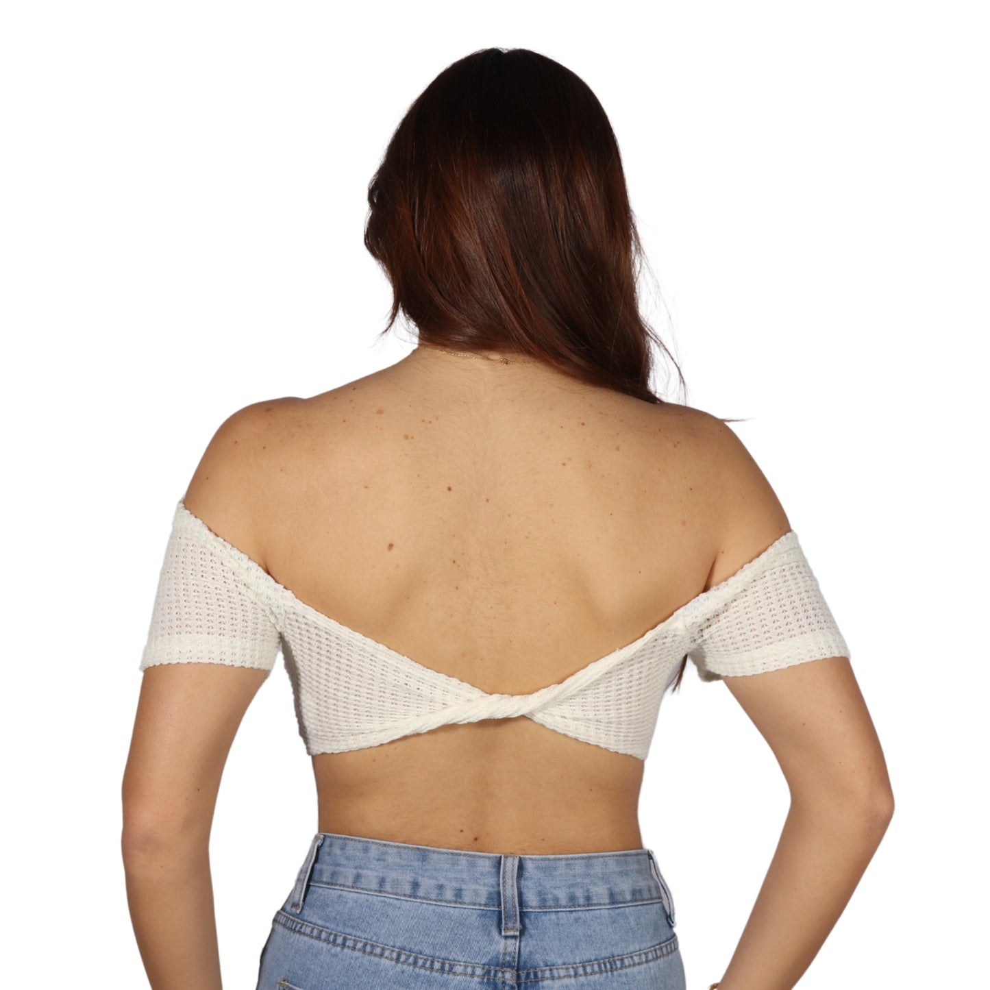 SHEIN - Mesh design twisted back crop top