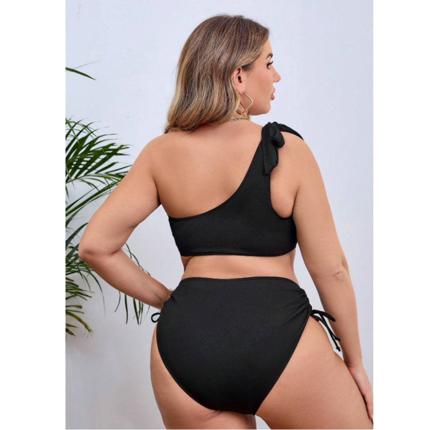 SHEIN - One Shoulder Top & Drawstring Side Bikini