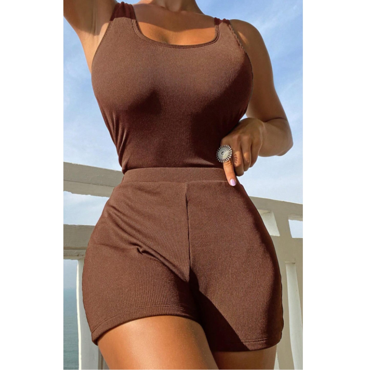 SHEIN -  Simple One Piece Swimsuit with Shorts swimsuit