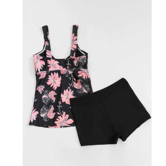 SHEIN  - Floral print shorts top tankini