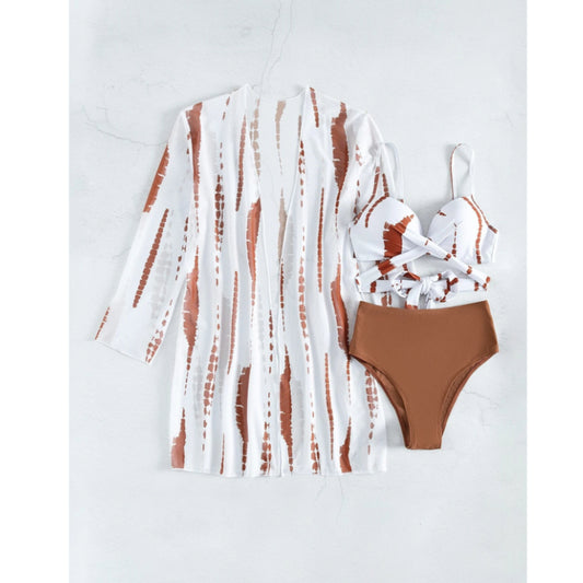 SHEIN - Color block three piece swimwear set