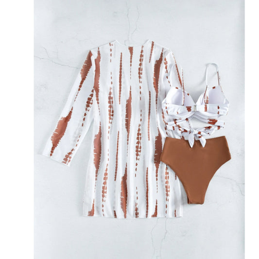 SHEIN - Color block three piece swimwear set