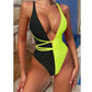 SHEIN - Colorblock wrap around one piece swimsuit