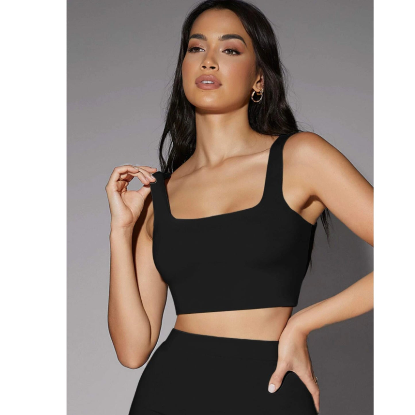 SHEIN - Square neck plain crop top