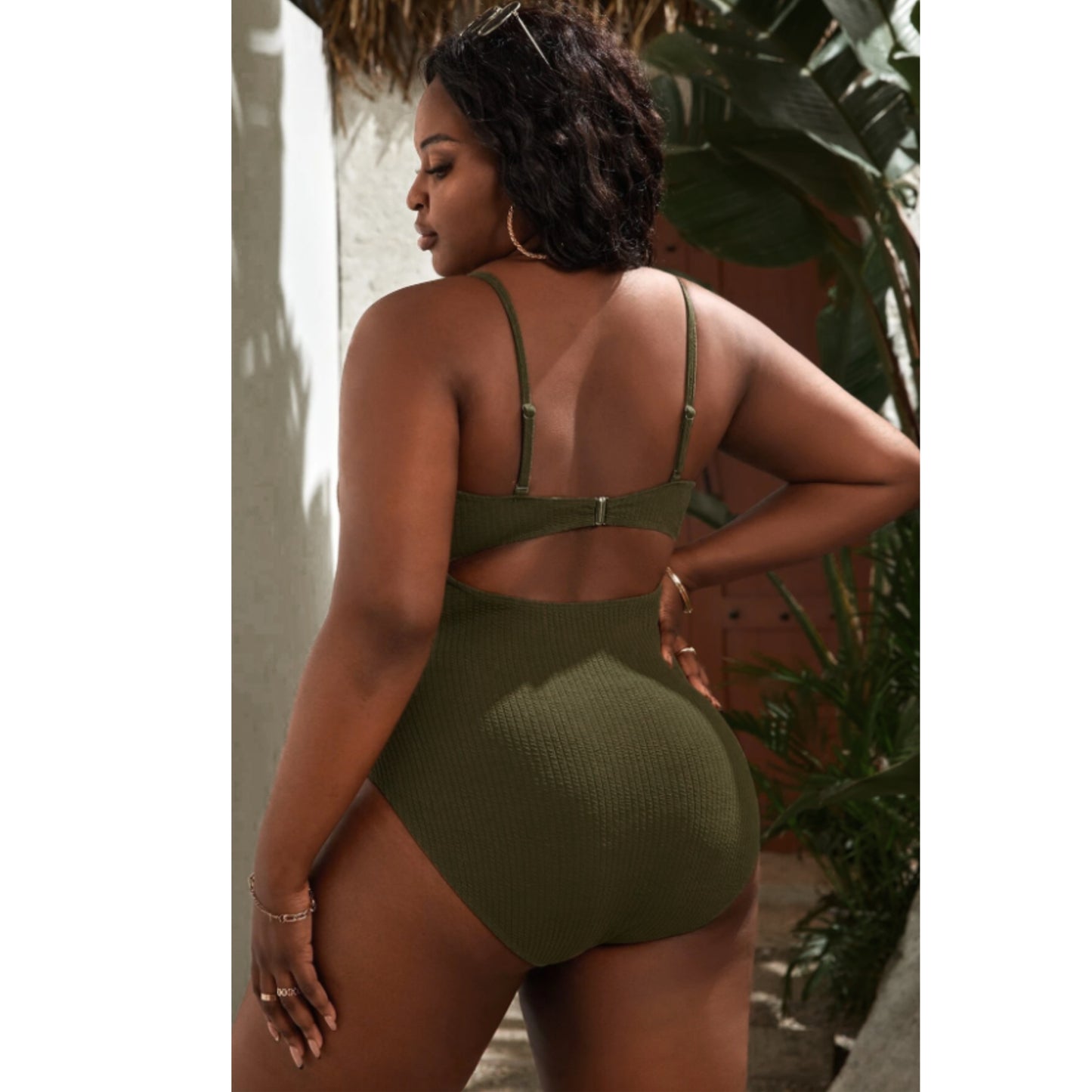 SHEIN - Curve Plus Twist Front Cut Out Ruched One Piece Swimsuit