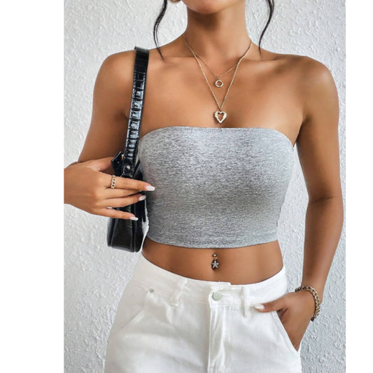 SHEIN - Simple plain stretch crop top