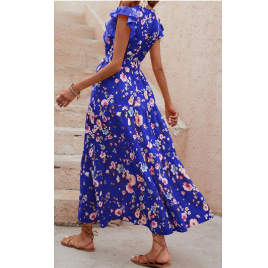 SHEIN - Floral belted long dress