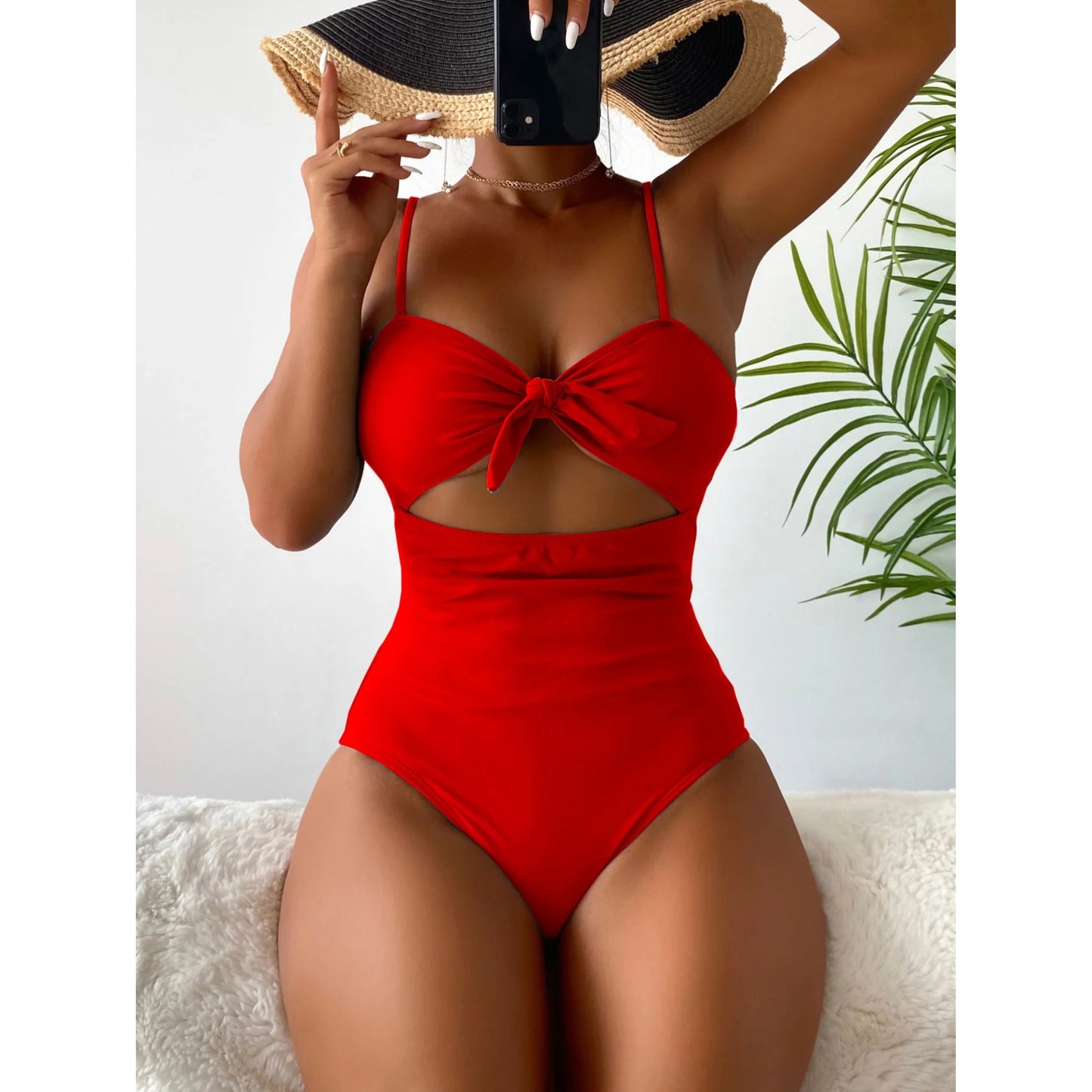 SHEIN - One-piece swimsuit with knot opening