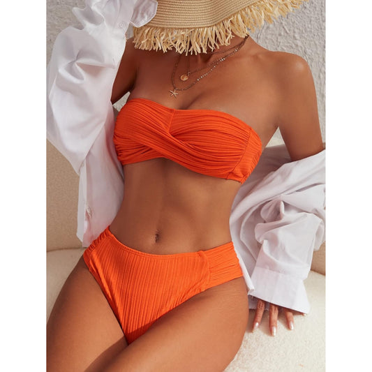 SHEIN - Ruched Twist Front Bikini