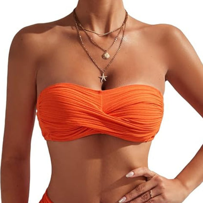 SHEIN - Off Shoulder Texture Swimwear Bra
