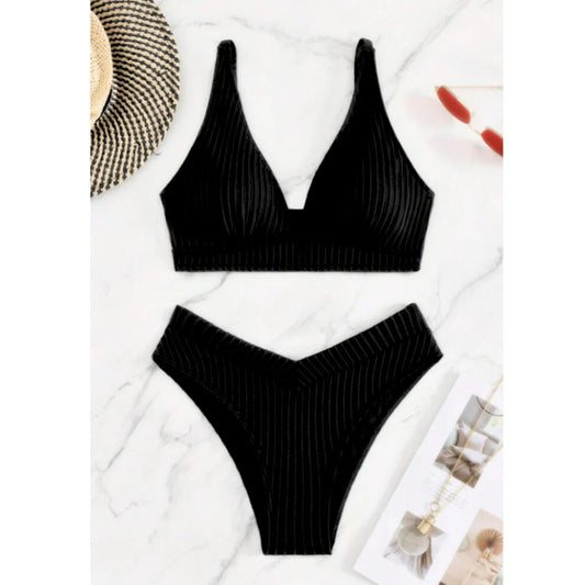 SHEIN - Ribbed textured design two piece bikini