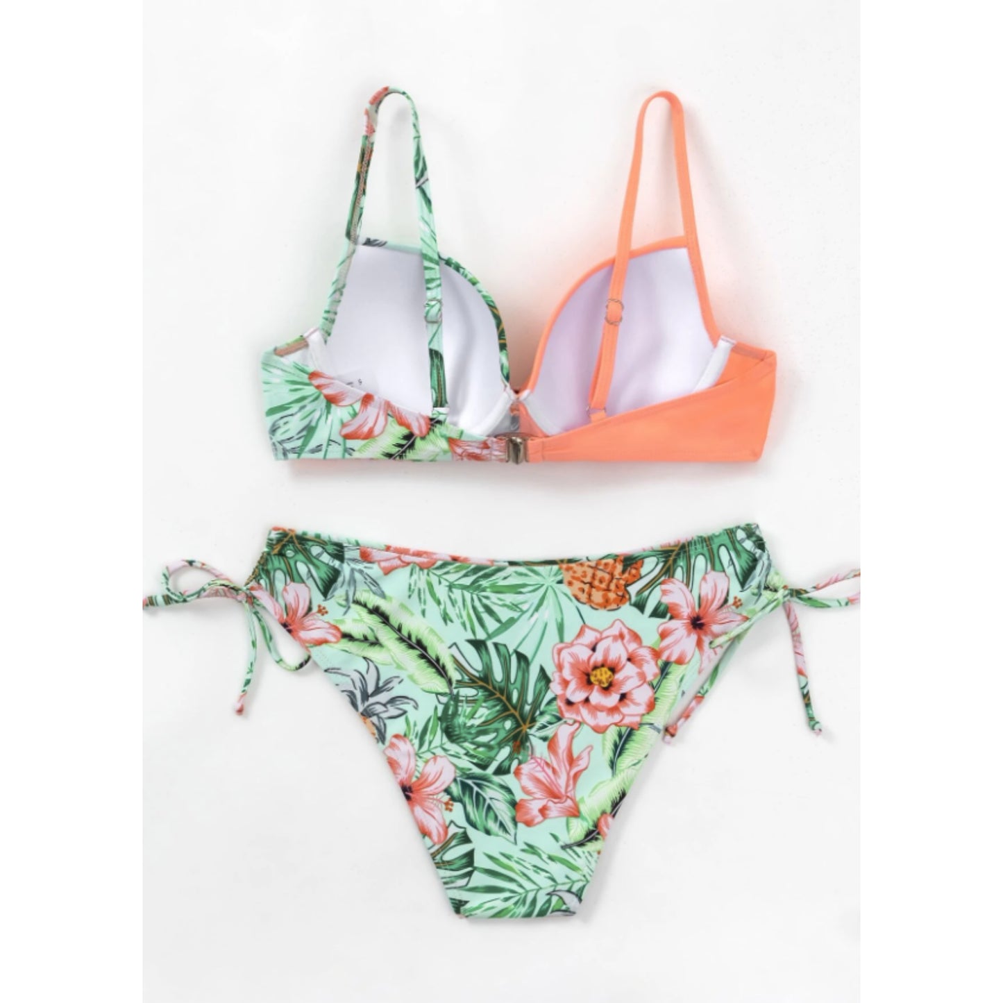 SHEIN - Floral color block bikini