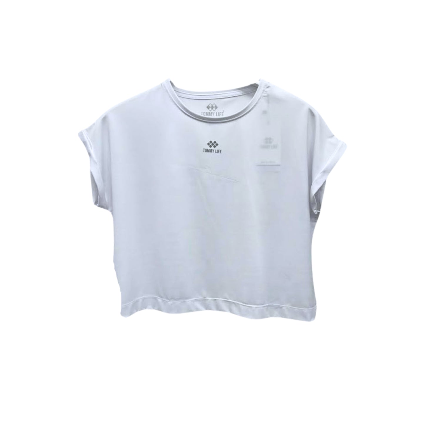 TOMMY LIFE - Crew Neck Oversize Crop T-Shirt