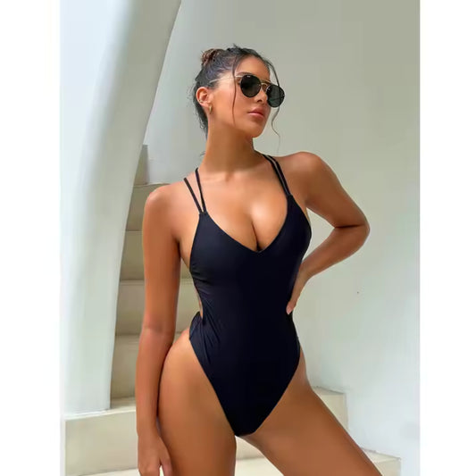 SHEIN - Cut Out Criss Cross Backless Ruched swimsuit