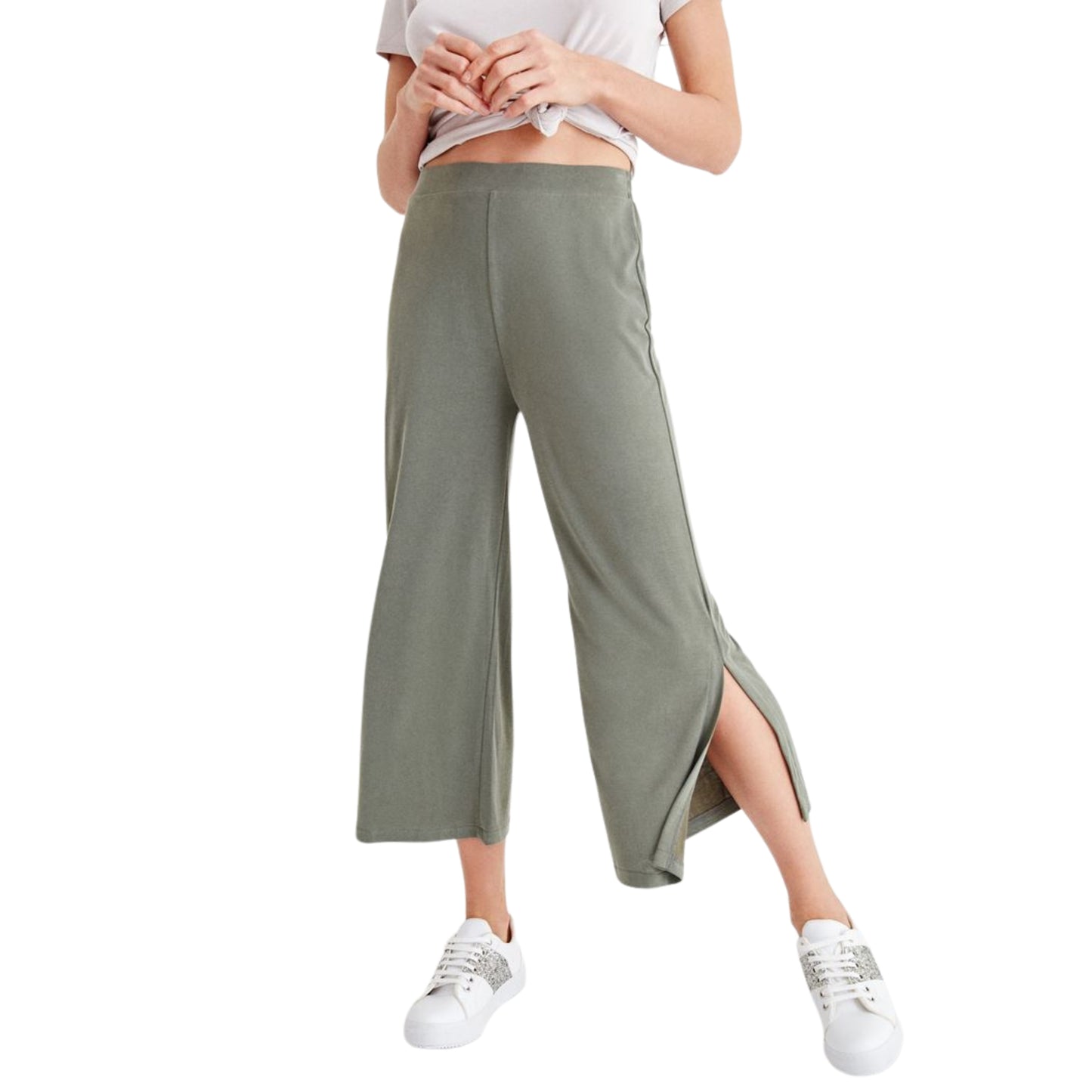 OXXO - Texture Slit Detailed pants