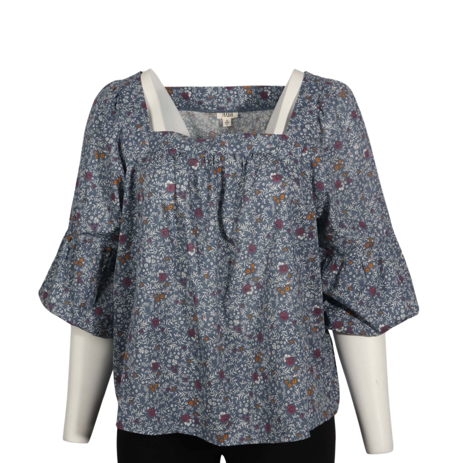 A.N.A Womens Tops XXXL / Multi-Color A.N.A - Floral Peasant Blouse with Bell Sleeves