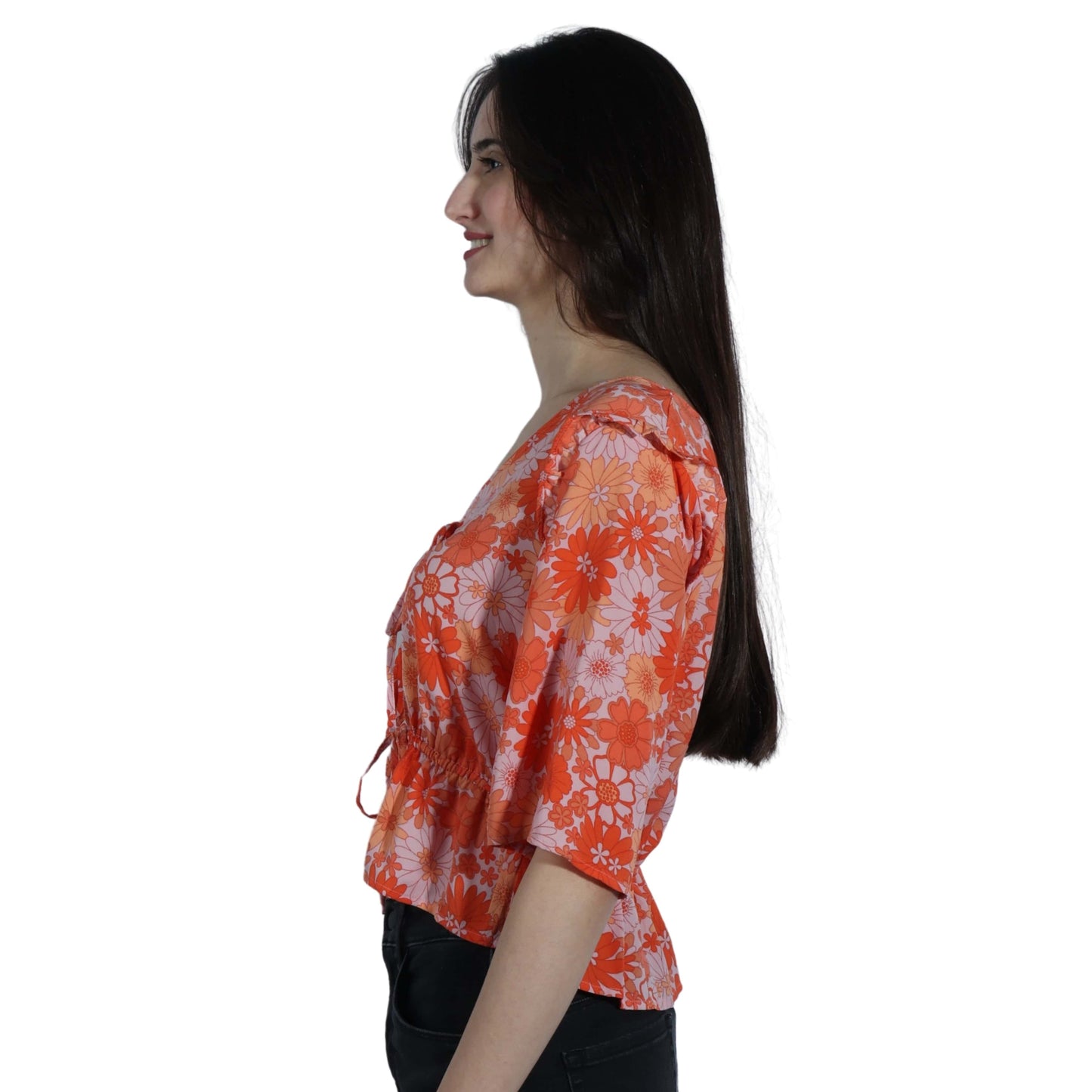 A.N.A Womens Tops S / Orange A.N.A- Open Front Blouse