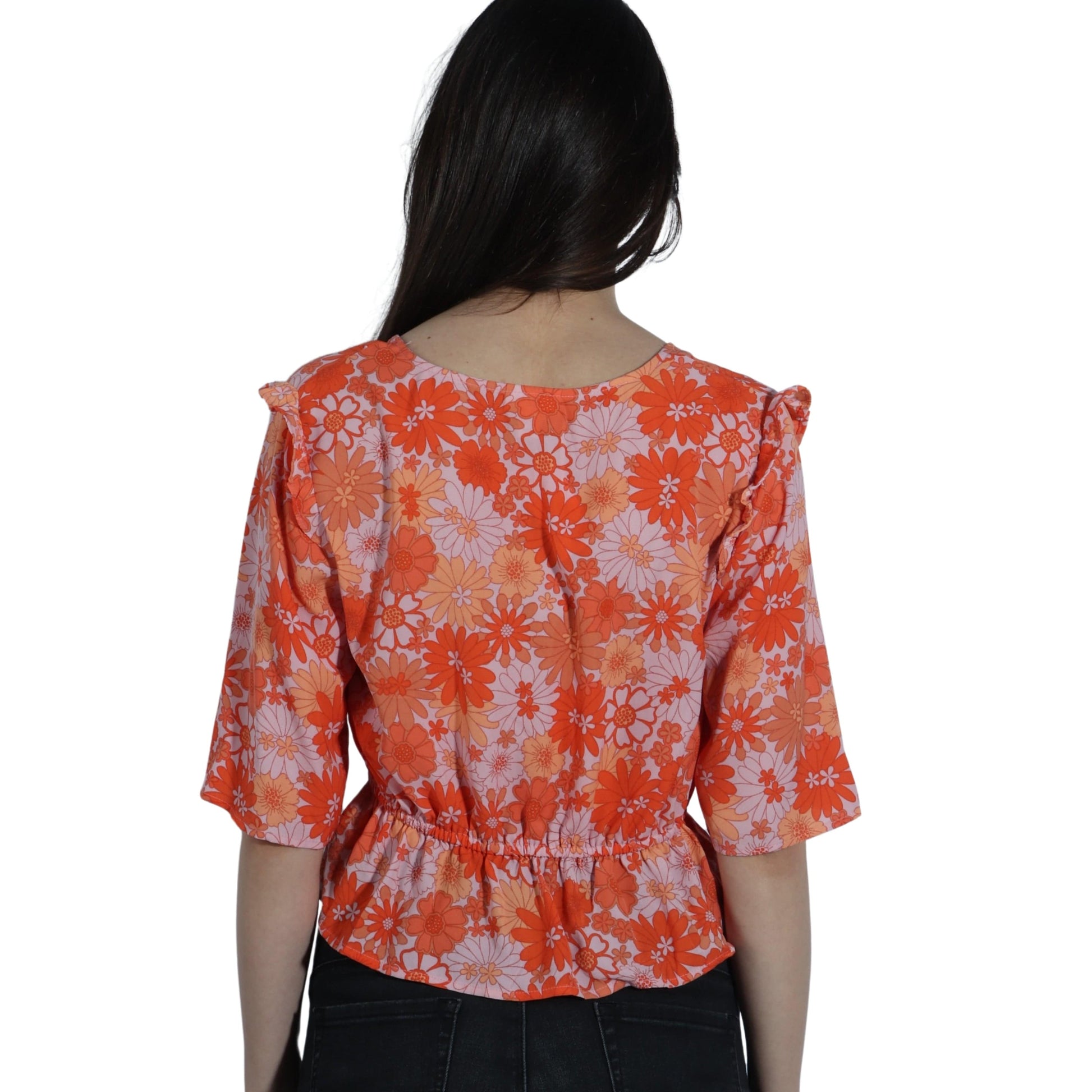 A.N.A Womens Tops S / Orange A.N.A- Open Front Blouse