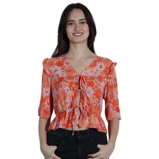 A.N.A Womens Tops S / Orange A.N.A- Open Front Blouse