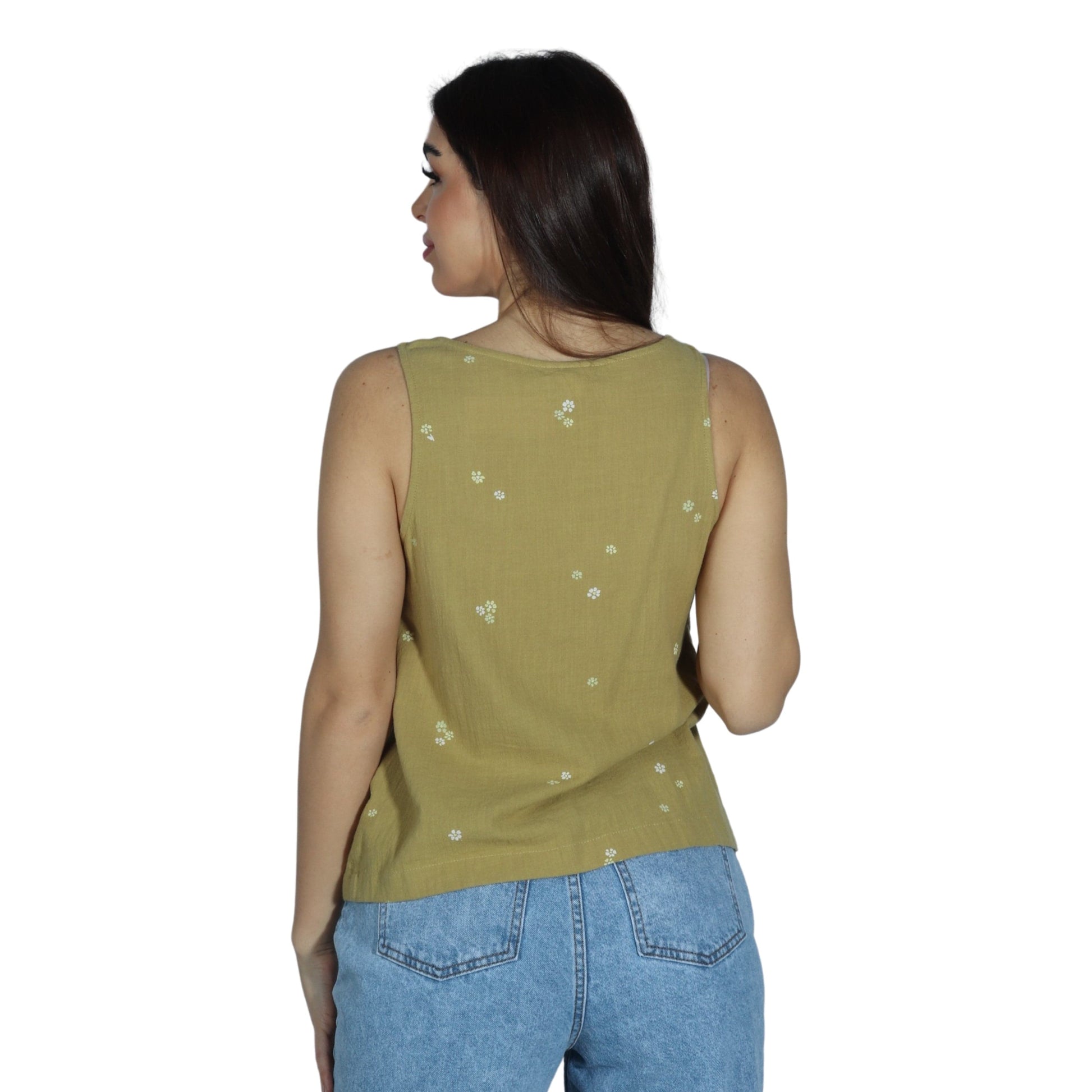 A.N.A Womens Tops M / Green A.N.A - Open Top Floral