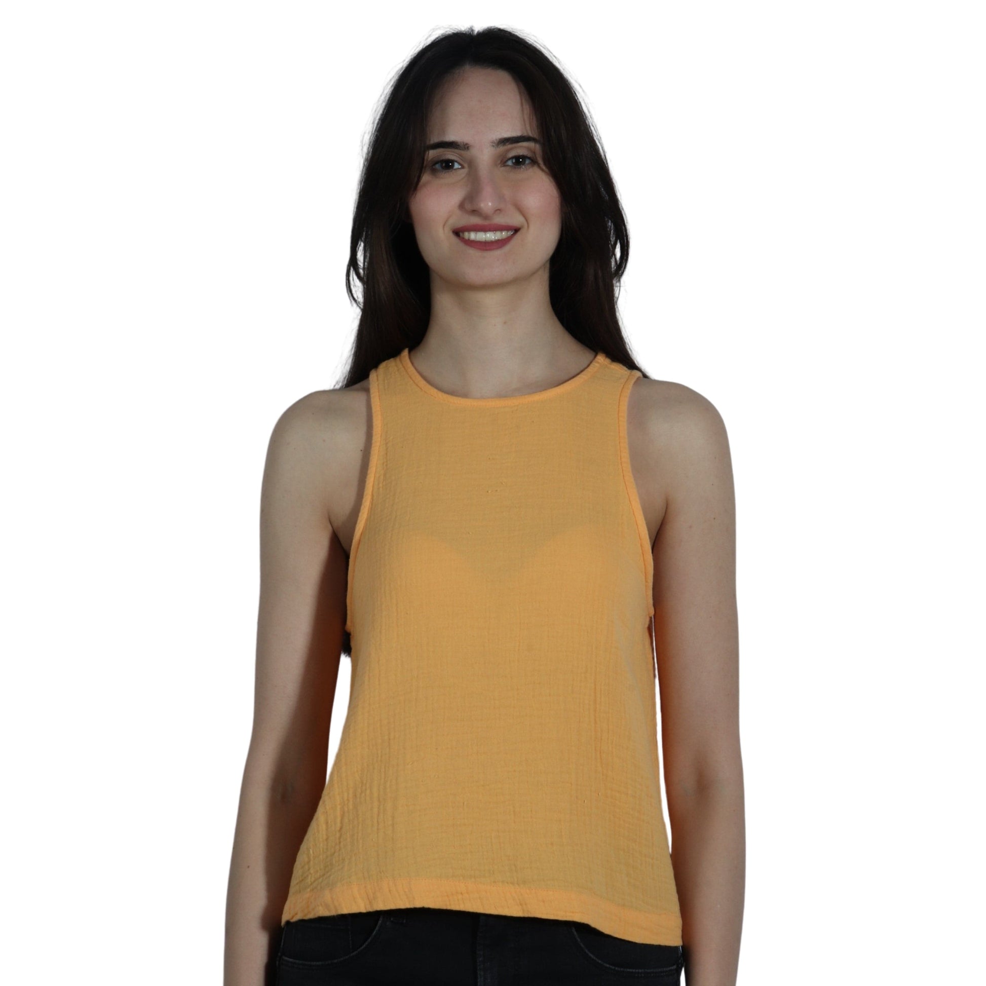 A.N.A Womens Tops S / Orange A.N.A - Round Neck Blouse